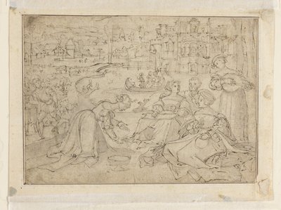 Recto: Il mese di aprile (Figure in un parco vicino a un castello) da Pieter Coecke van Aelst